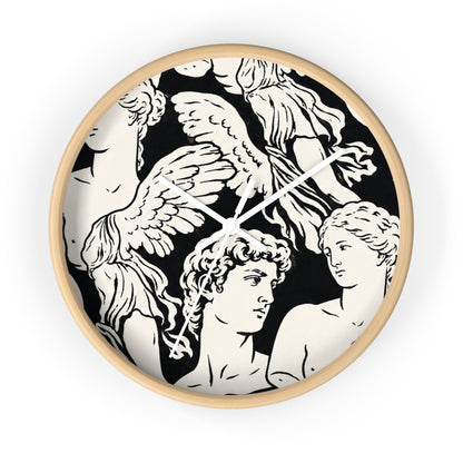 Greek Statue Angel Wall Clock — Classical Black & White Decor
