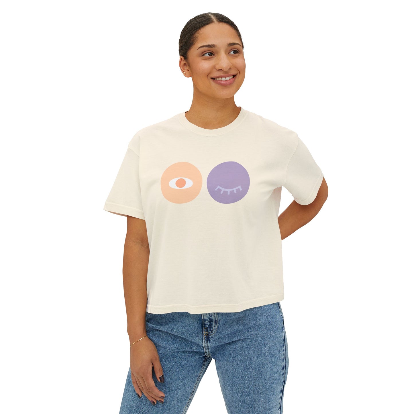 Boxy Tee — Minimal Eye & Sleep Circle Graphic