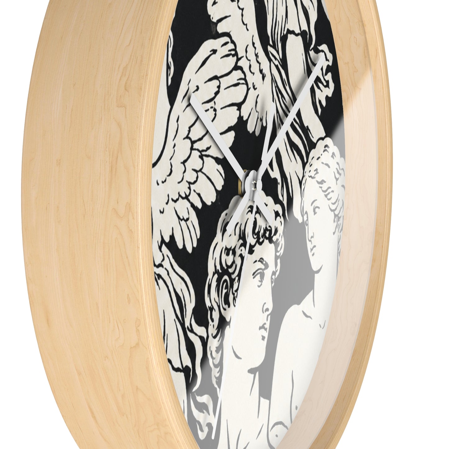 Greek Statue Angel Wall Clock — Classical Black & White Decor