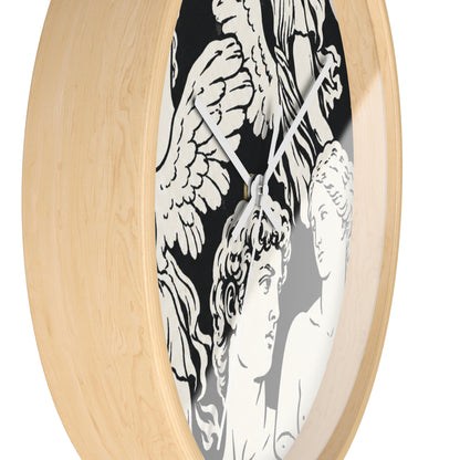 Greek Statue Angel Wall Clock — Classical Black & White Decor