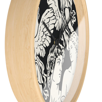 Greek Statue Angel Wall Clock — Classical Black & White Decor